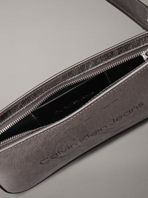 gunmetal metallic shoulder bag for women calvin klein jeans