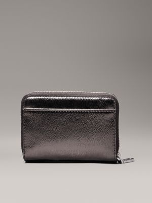 gunmetal metallic zip around wallet for women calvin klein jeans