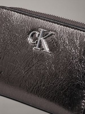 gunmetal metallic zip around wallet for women calvin klein jeans