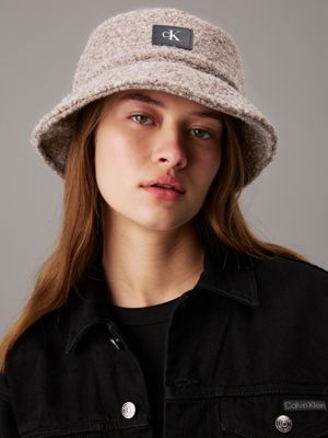 driftwood boucle bucket hat for women calvin klein jeans