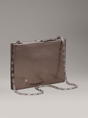 silver metallic crossbody bag for women calvin klein