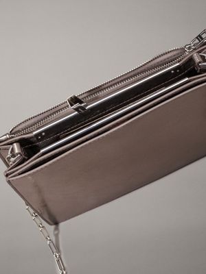 silver metallic crossbody bag for women calvin klein