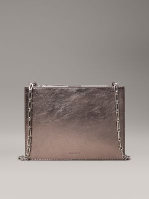 dark silver metallic crossbody bag for women calvin klein