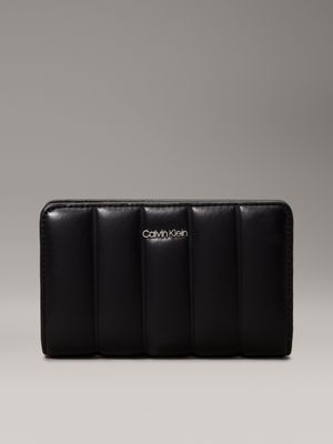 black quilted bifold wallet for women calvin klein