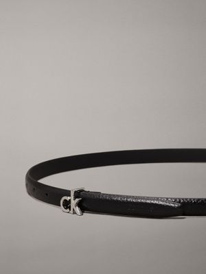 pvh black slim leather logo belt for women calvin klein