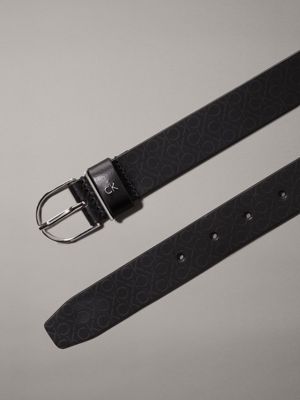 black leren riem met logo voor dames - calvin klein