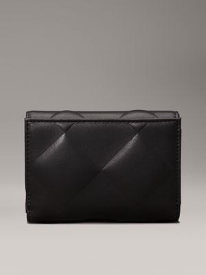 ck black small quilted rfid trifold wallet for women calvin klein