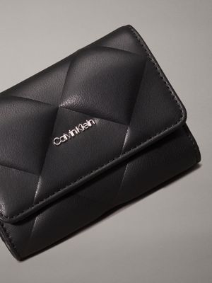 ck black small quilted rfid trifold wallet for women calvin klein