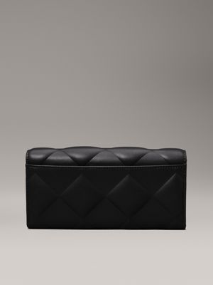 ck black large quilted rfid trifold wallet for women calvin klein