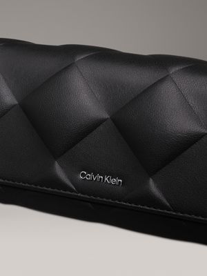 ck black large quilted rfid trifold wallet for women calvin klein