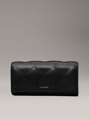 black large quilted rfid trifold wallet for women calvin klein