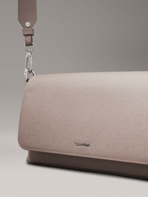 cinder monogram pu logo convertible shoulder bag for women calvin klein