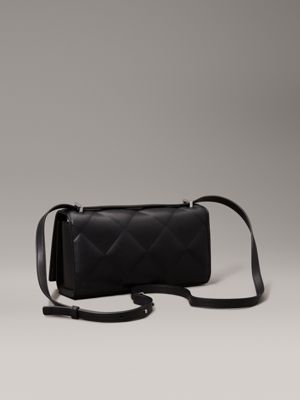 ck black quilted convertible shoulder bag for women calvin klein