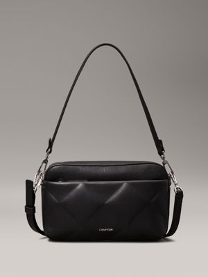 Black leather calvin klein handbag best sale