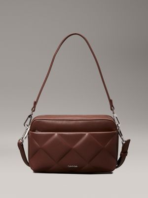 brown quilted crossbody bag for women calvin klein