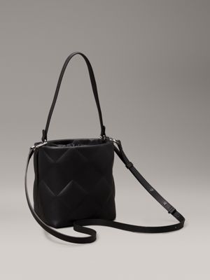 ck black quilted 2-in-1 bucket bag for women calvin klein