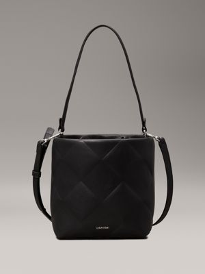 black quilted 2-in-1 bucket bag for women calvin klein