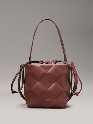 brown quilted 2-in-1 bucket bag for women calvin klein