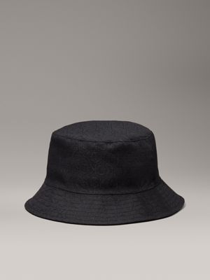 black mono reversible logo bucket hat for women calvin klein