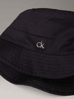 black mono reversible logo bucket hat for women calvin klein