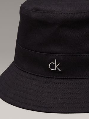 black mono reversible logo bucket hat for women calvin klein