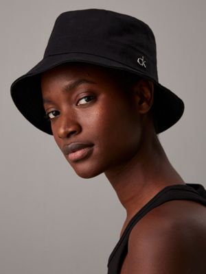 black mono reversible logo bucket hat for women calvin klein