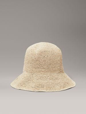 natural raffia bucket hat for women calvin klein