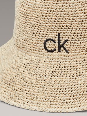 natural raffia bucket hat for women calvin klein