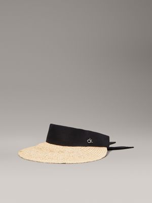 grey straw sun hat visor for women calvin klein