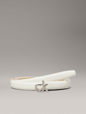 white slim leather logo belt for women calvin klein