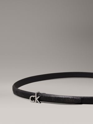 ck black mono slim leather logo belt for women calvin klein