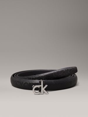 ck black mono slim leather logo belt for women calvin klein