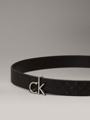 black / black mono reversible logo leather belt for women calvin klein