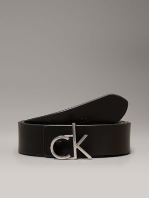 black / black mono reversible logo leather belt for women calvin klein