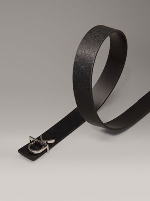 black / black mono reversible logo leather belt for women calvin klein