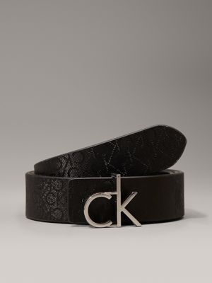 black reversible logo leather belt for women calvin klein