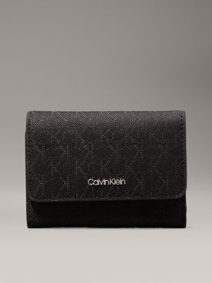 black small logo rfid trifold wallet for women calvin klein