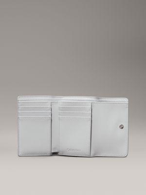 mirage gray small logo rfid trifold wallet for women calvin klein