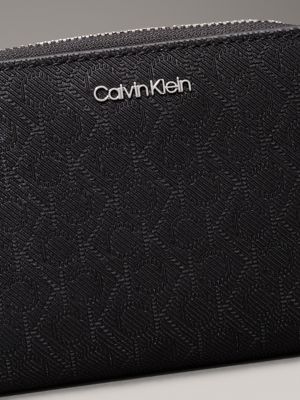 black mono logo rfid zip around wallet for women calvin klein