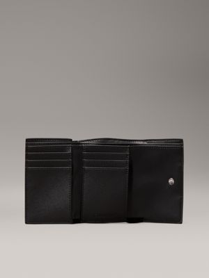 ck black woven rfid trifold wallet for women calvin klein