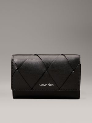 black woven rfid trifold wallet for women calvin klein