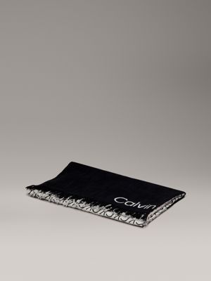 ck black / bright white logo scarf for women calvin klein