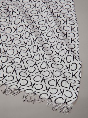 ck black / bright white logo scarf for women calvin klein