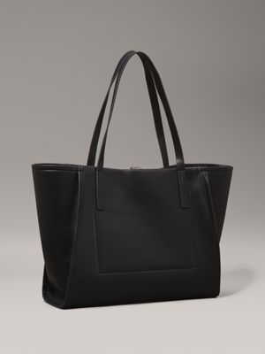 ck black leather tote bag for women calvin klein