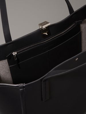 ck black leather tote bag for women calvin klein