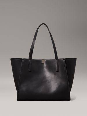 ck black leather tote bag for women calvin klein