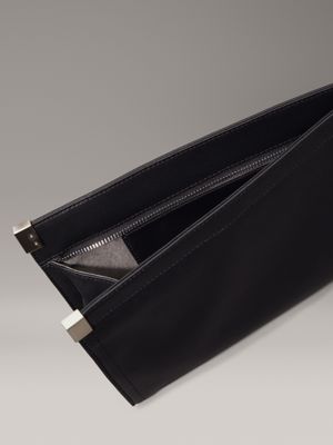 ck black oversized leather clutch for women calvin klein