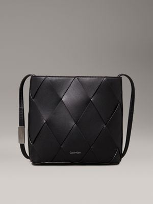 black square woven crossbody bag for women calvin klein