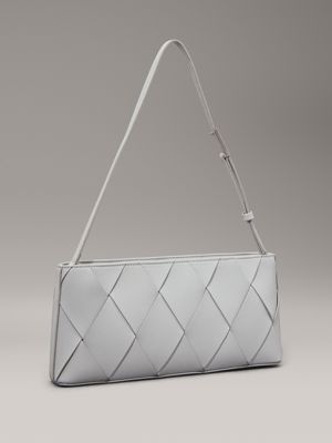 mirage gray woven shoulder bag for women calvin klein