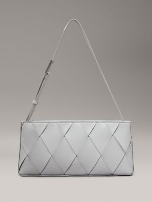 grey woven shoulder bag for women calvin klein